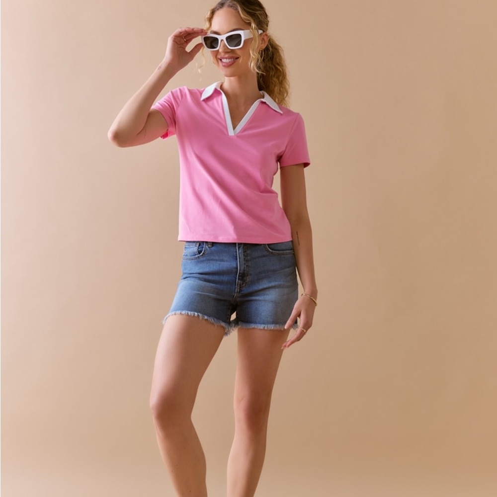 Lucia V Neck Polo Rugby Shirt